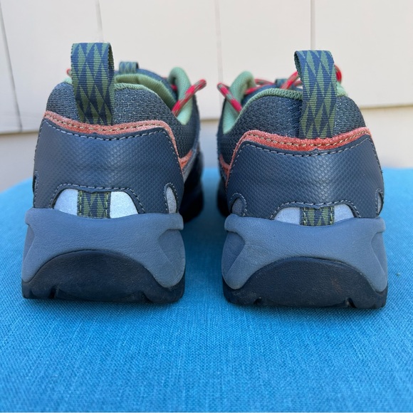 L.L. Bean Kids Trail Model Hiking Shoes - gray/orange/green - size 4 - Picture 9 of 11